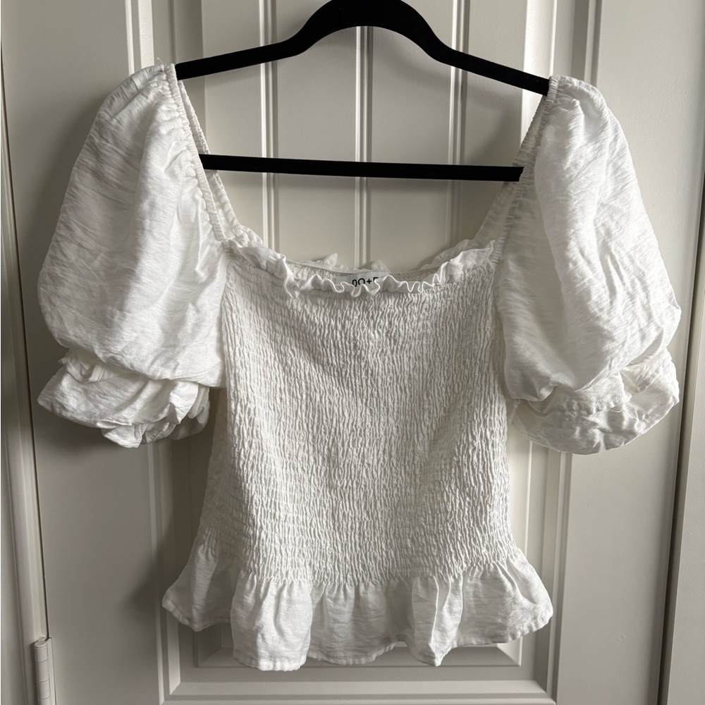 DO+BE White Smocked Puff Sleeve Blouse - Picture 2 of 5